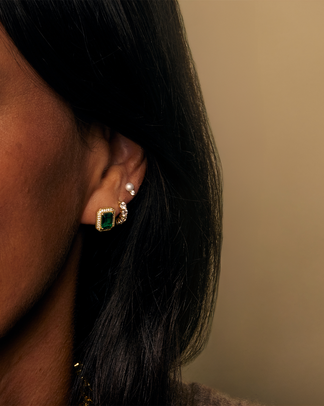 Mel's Emerald Studs - Gold Vermeil