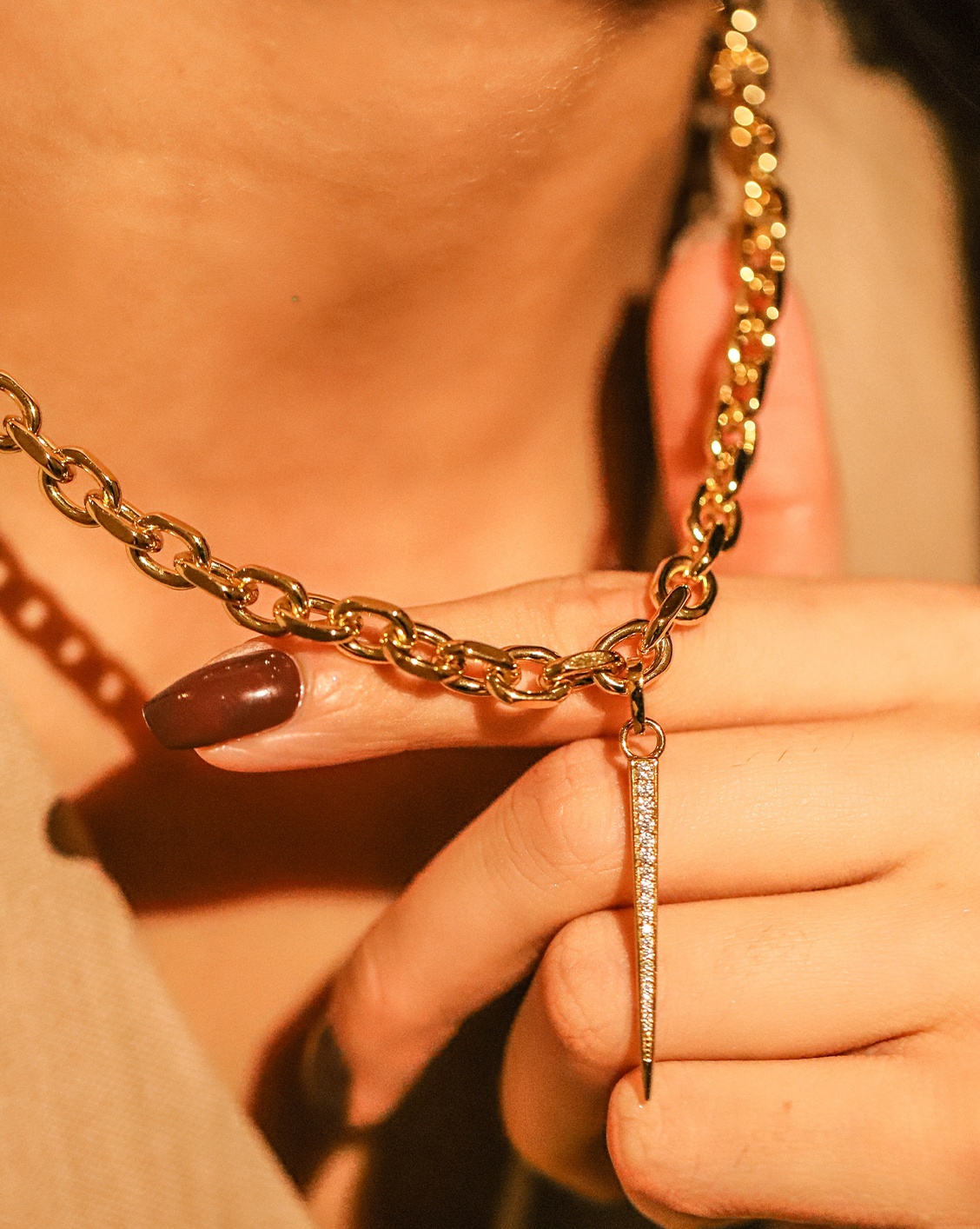 Pave Thorn Charm - Gold Vermeil
