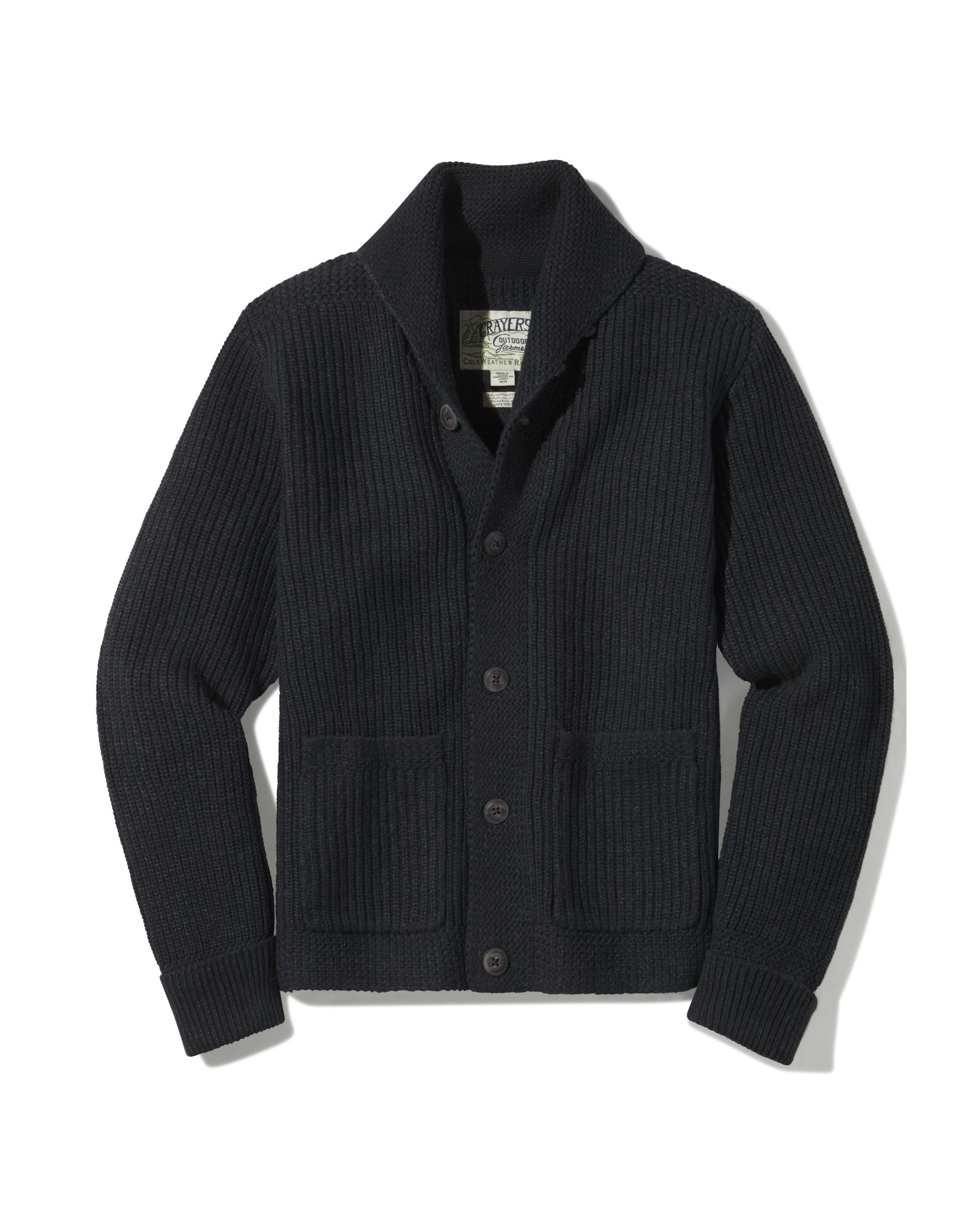 Belmont Plaited Shawl Cardigan - Black Charcoal
