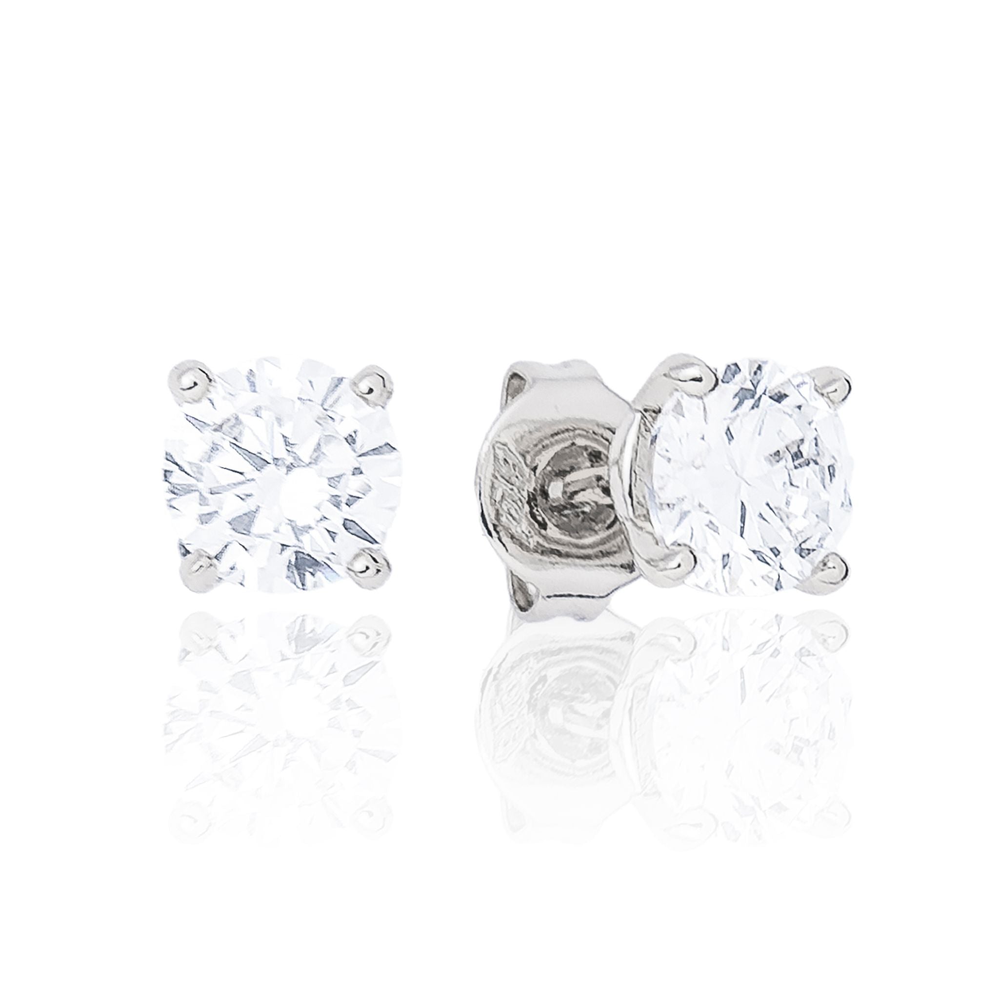 Women's Moissanite Round Cut Diamond Stud Earring in White Gold Vermeil - 5mm
