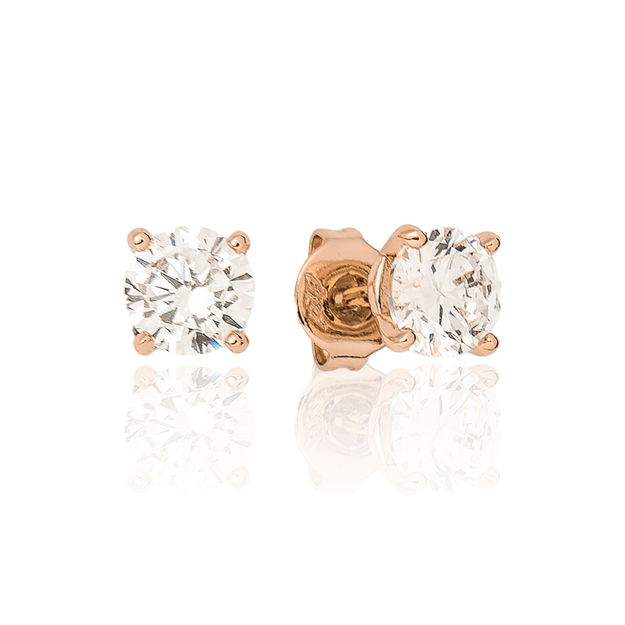 Women's Moissanite Round Cut Diamond Stud Earrings in Rose Gold Vermeil - 5mm