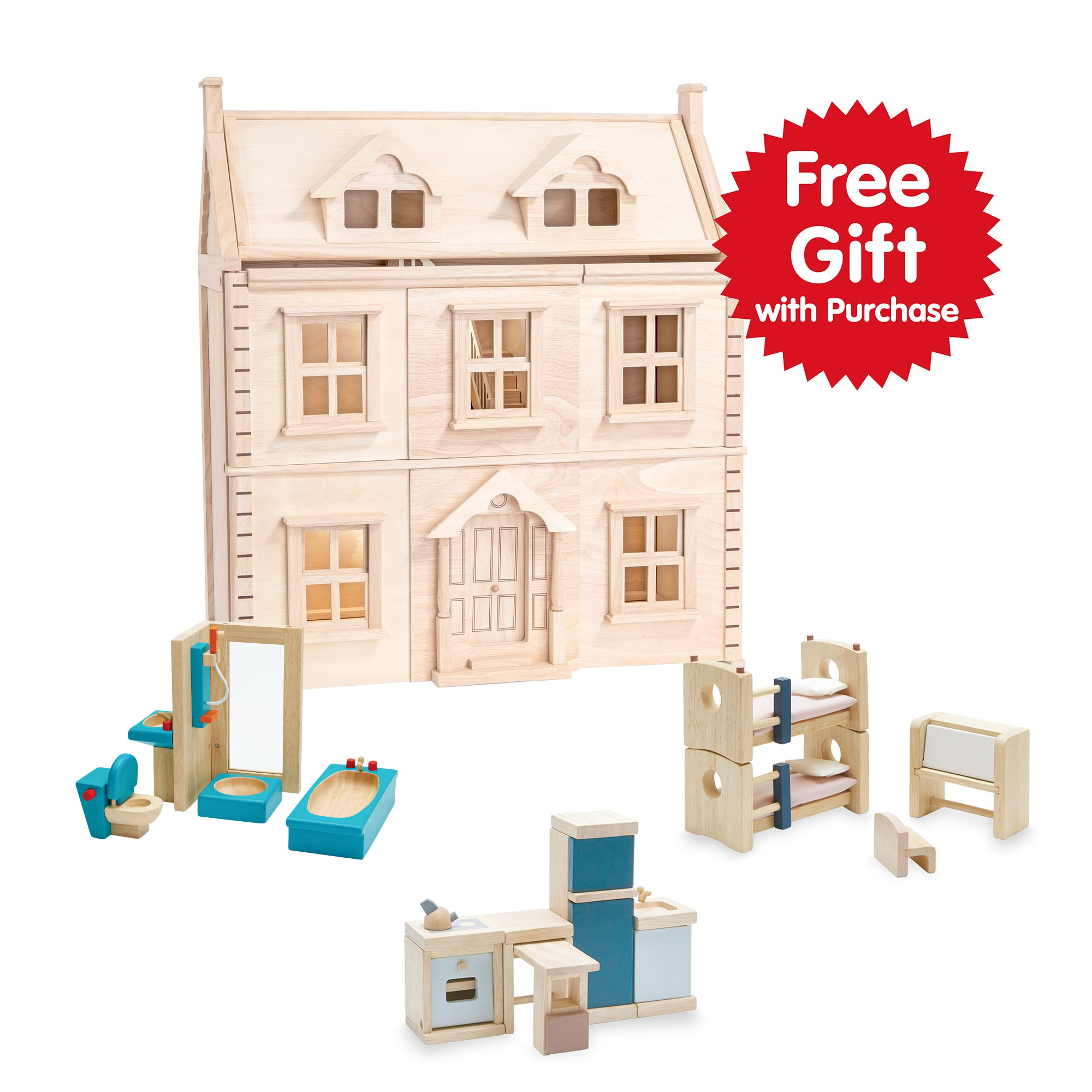 Victorian Dollhouse + Gift with Purchase Furniture Bundle (VDH-BDNL-1)