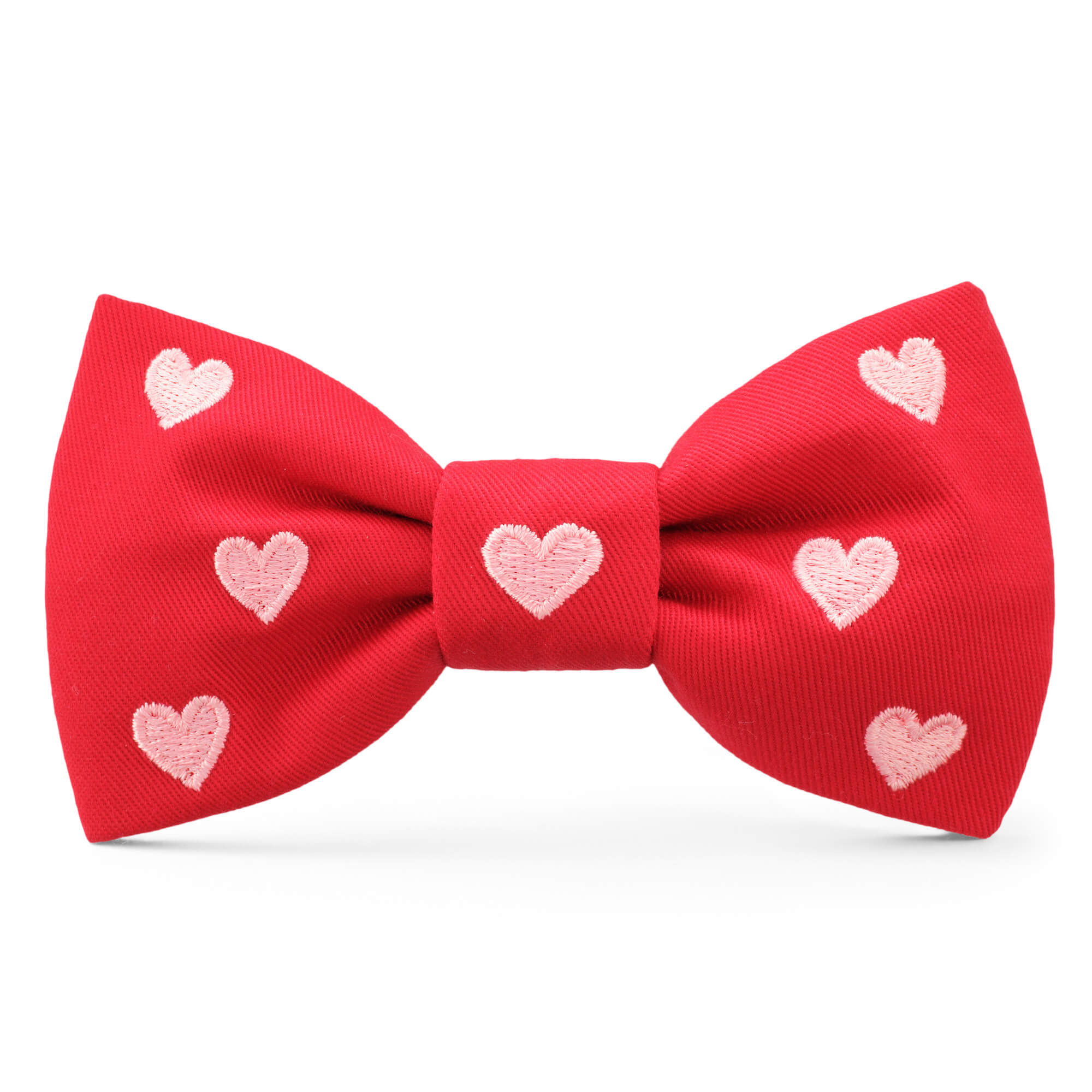 Hearts Embroidered Dog Bow Tie