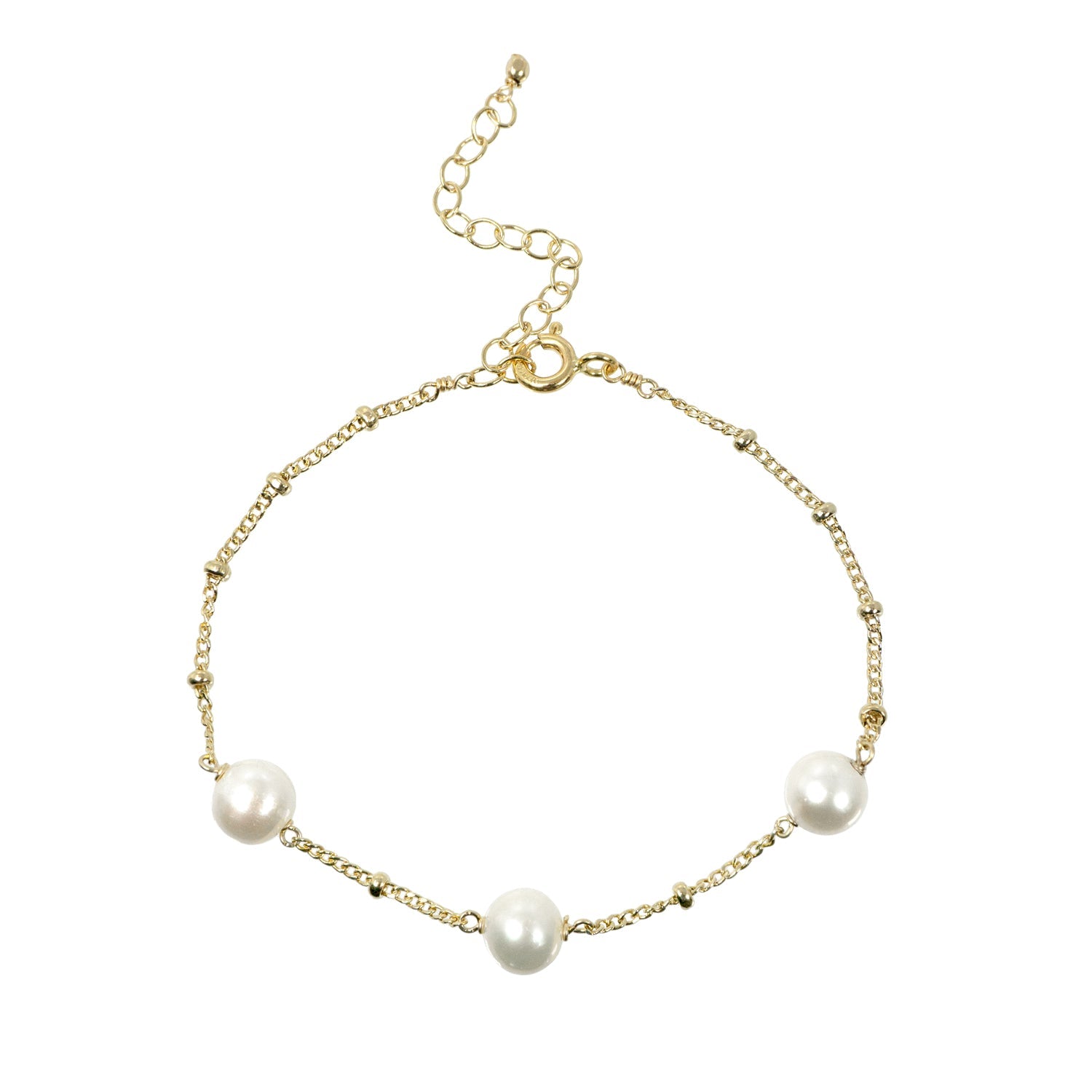 Pearl Bracelet with Beaded Chain