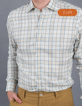 Viscose Carolina Blue and Latte Lightweight Plaid