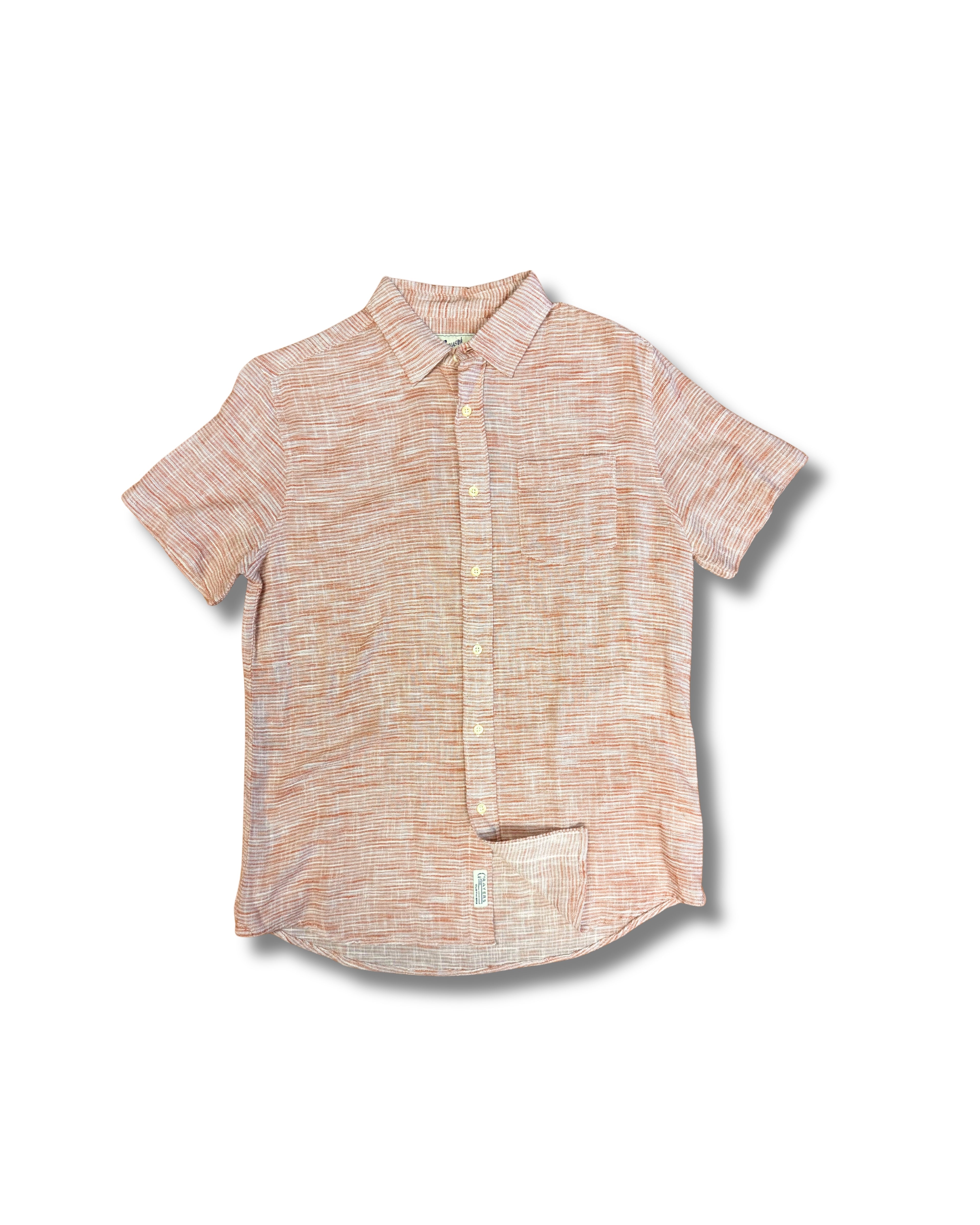 Madras Loose Weave Chambray Short Sleeve Shirt SMP - Rubber Stripe