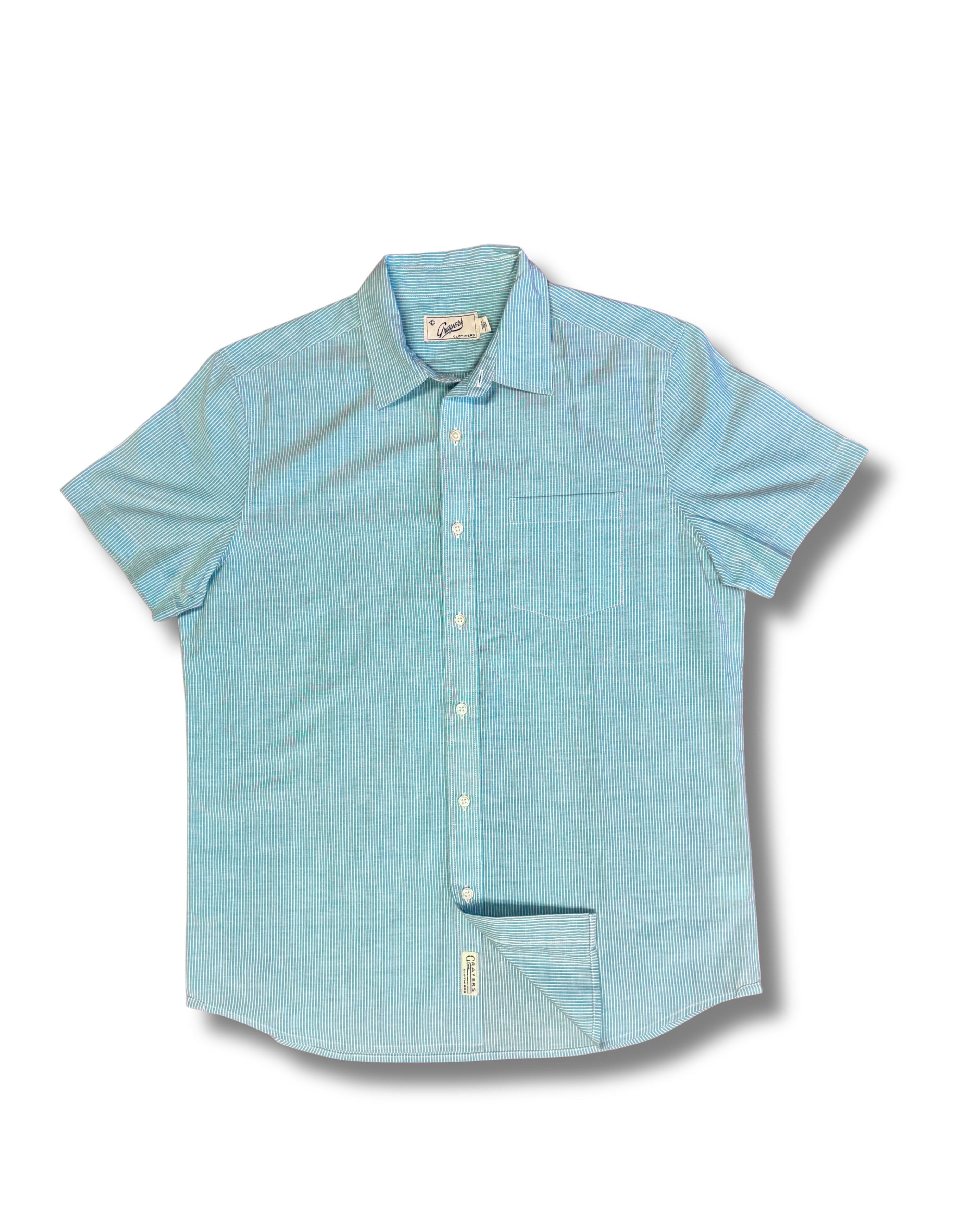 Cotton Polyester SS Shirt SMP - Seafoam Stripe