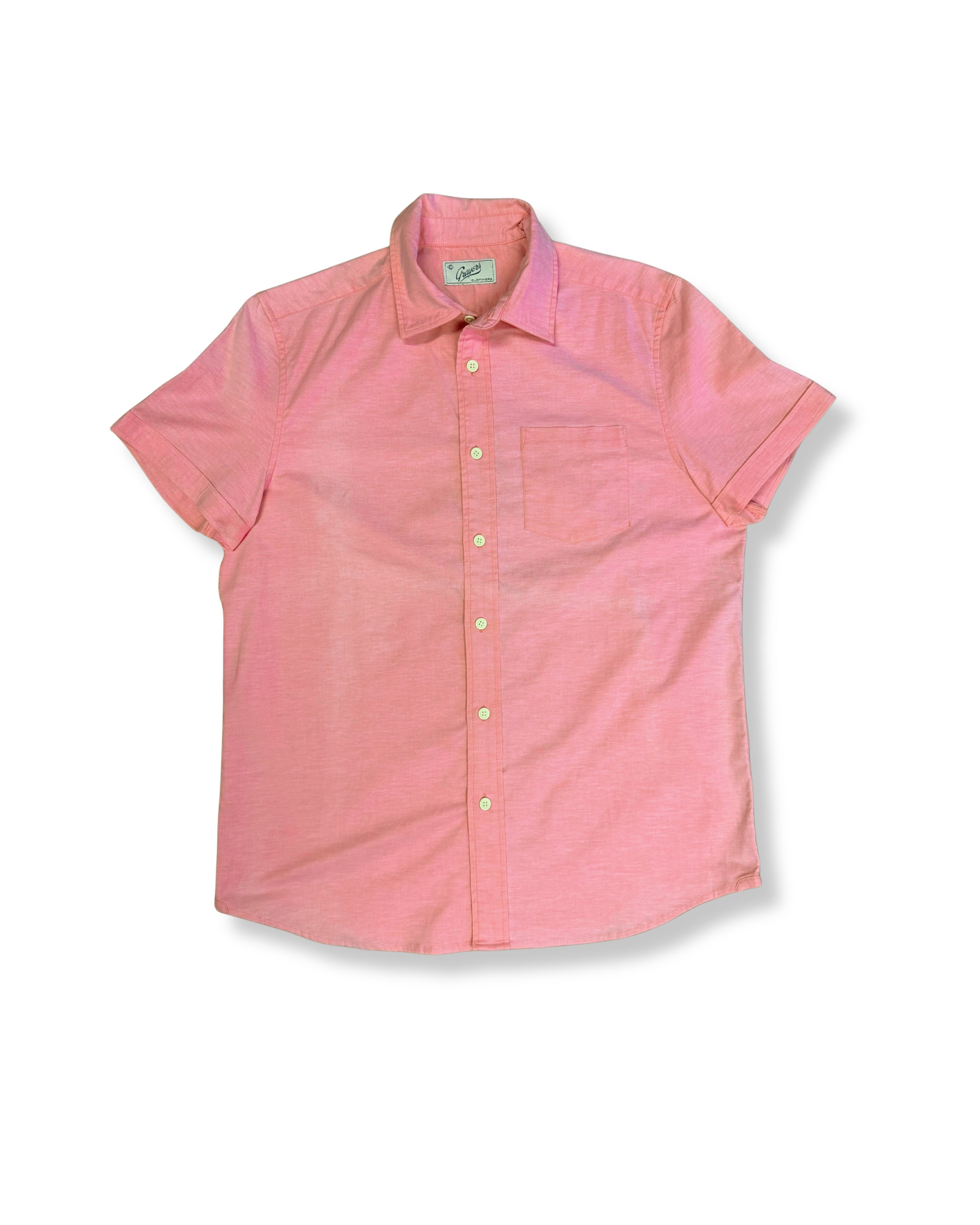 Cotton Poly Stretch Oxford SS Shirt SMP - Red White Stripe