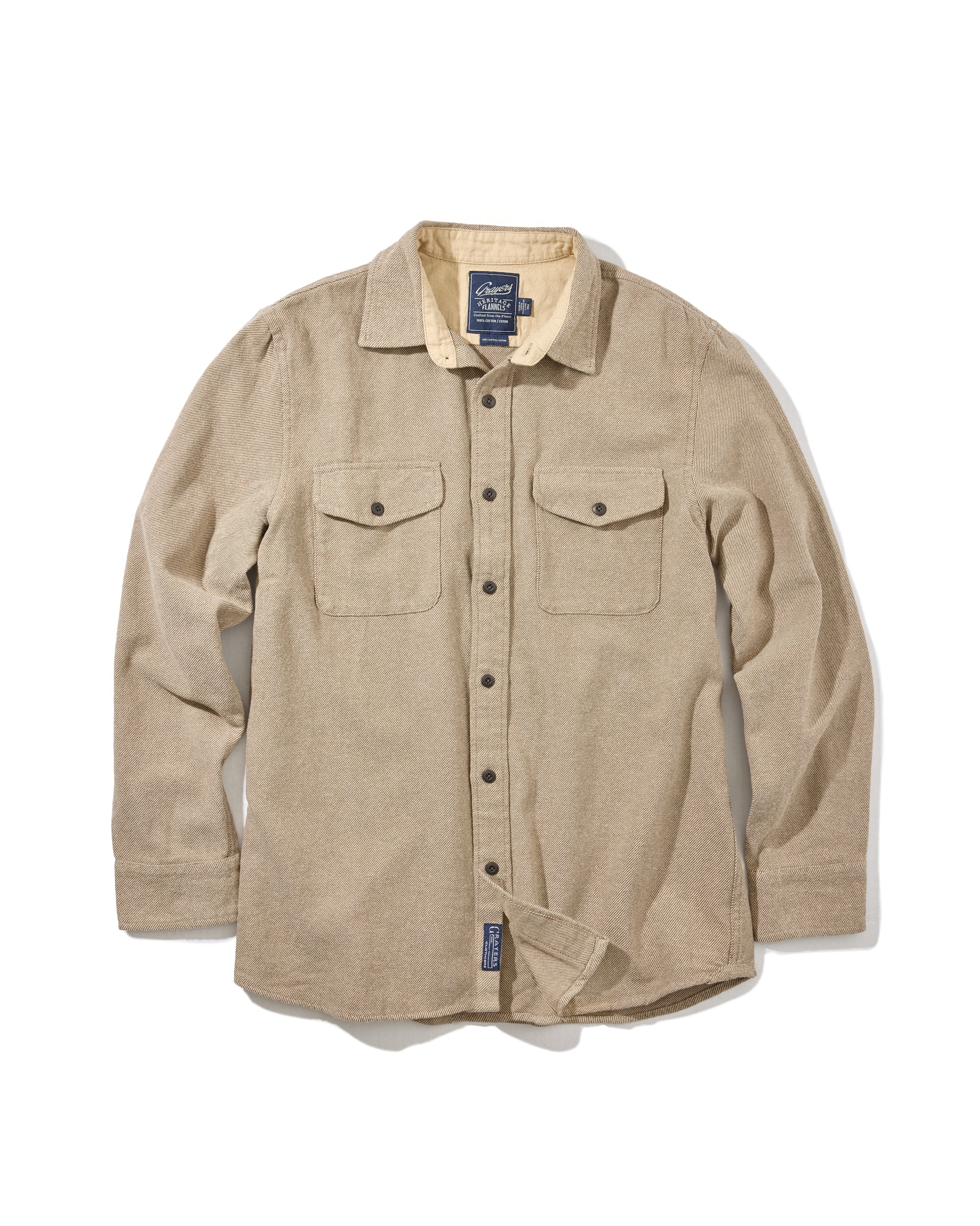 Hudson Brushed Twill Workshirt - Khaki