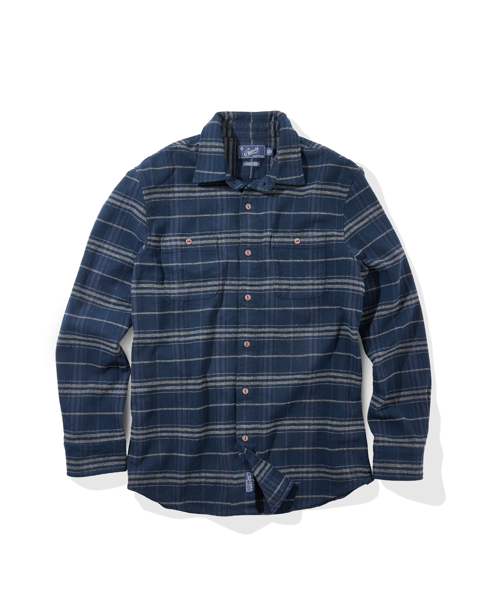 Colorado Midweight Flannel - Navy Stripe