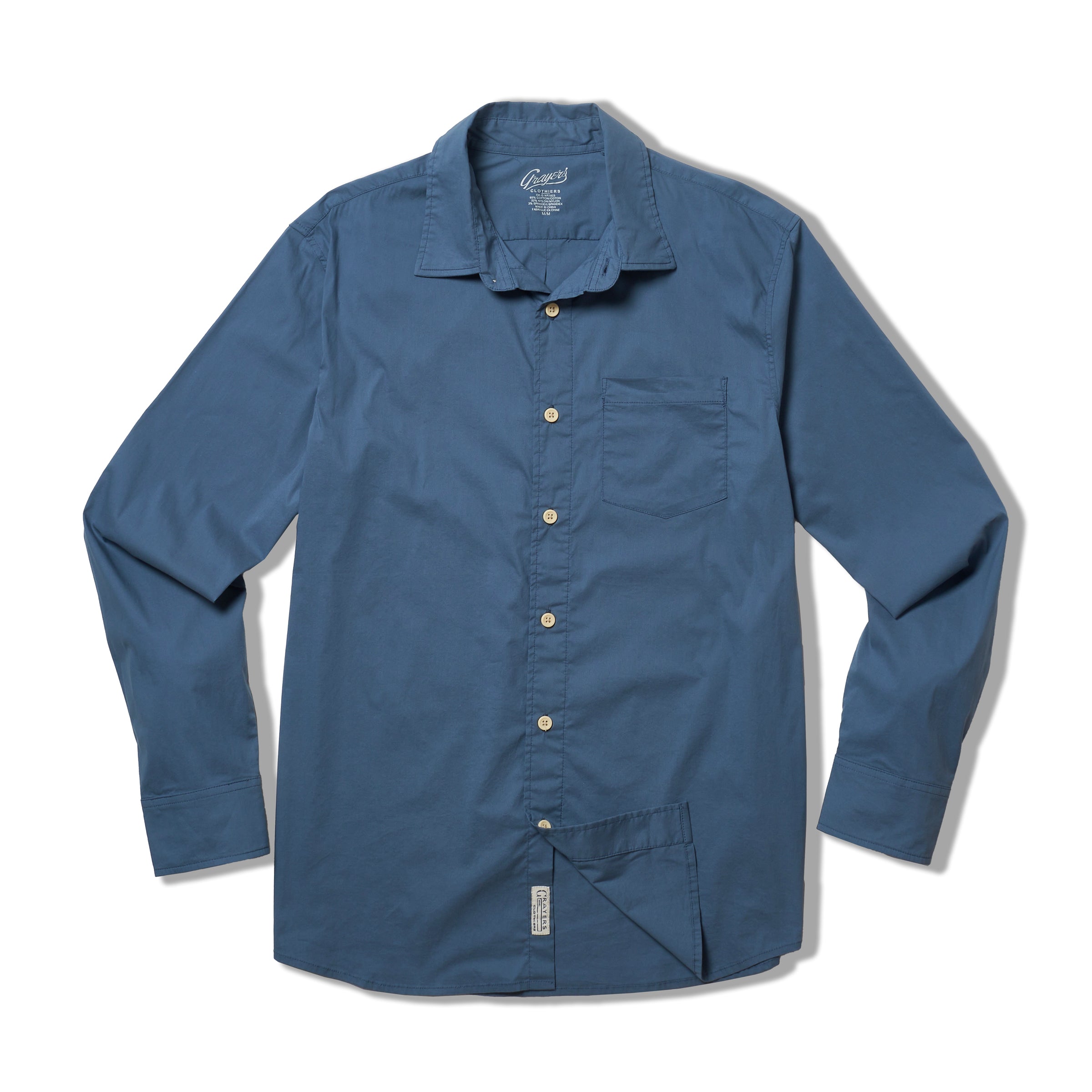 Van Dam 4 Way Stretch Poplin Shirt - Mallard Blue