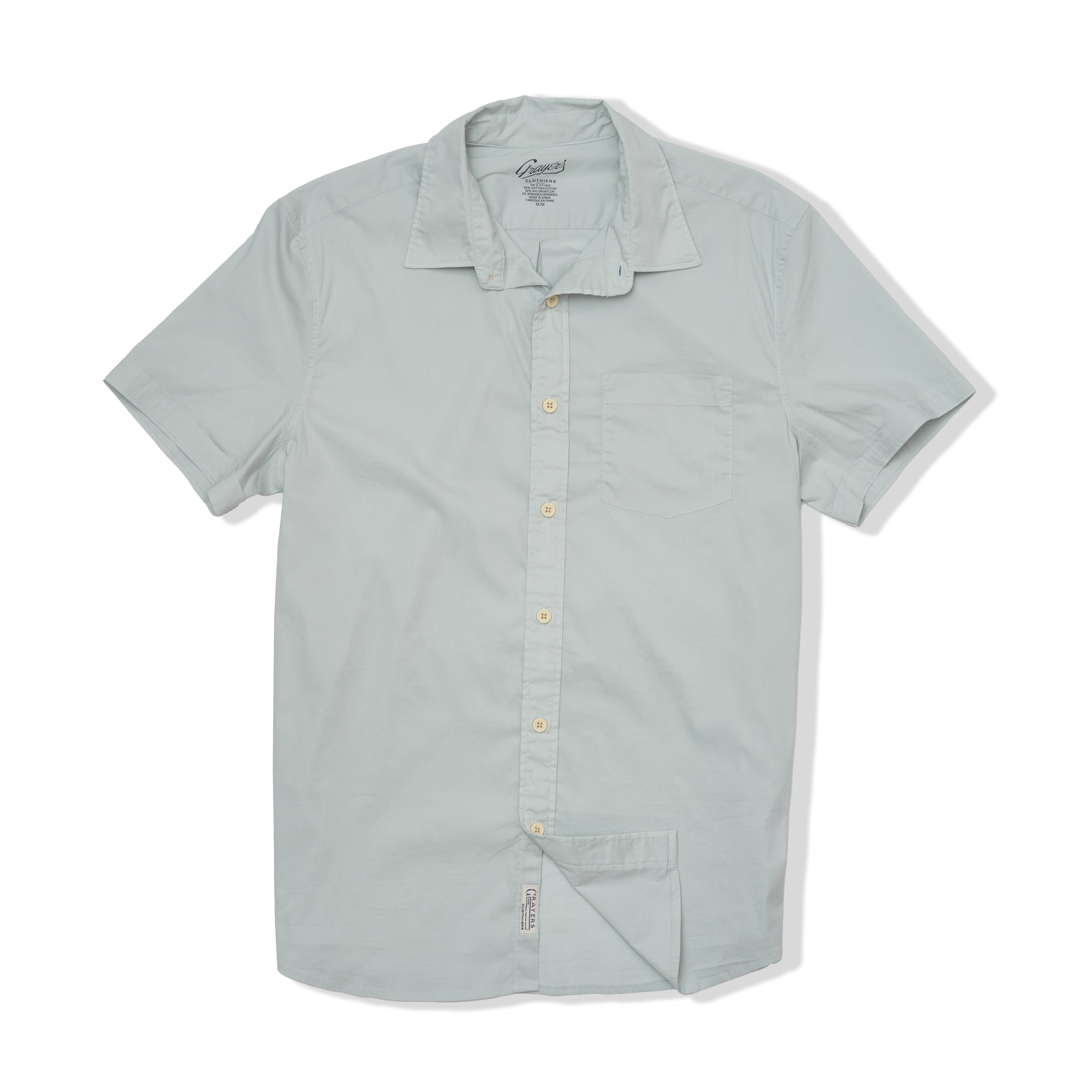 Van Dam 4 Way Stretch Poplin Short Sleeve Shirt - Dusty Blue