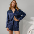 Washable Silk Button Up Long Sleeve Short Set