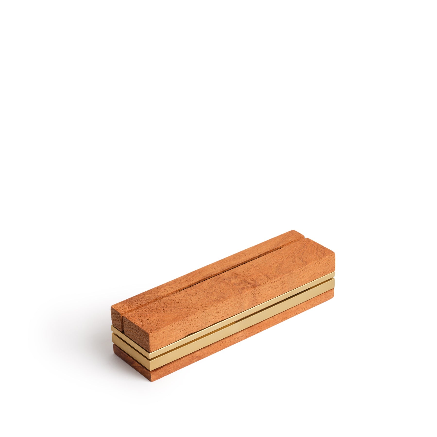 Tall Box Burner in Wood/Satin Brass
