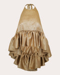 Winston Metallic Lamé Ruffle Halter Top