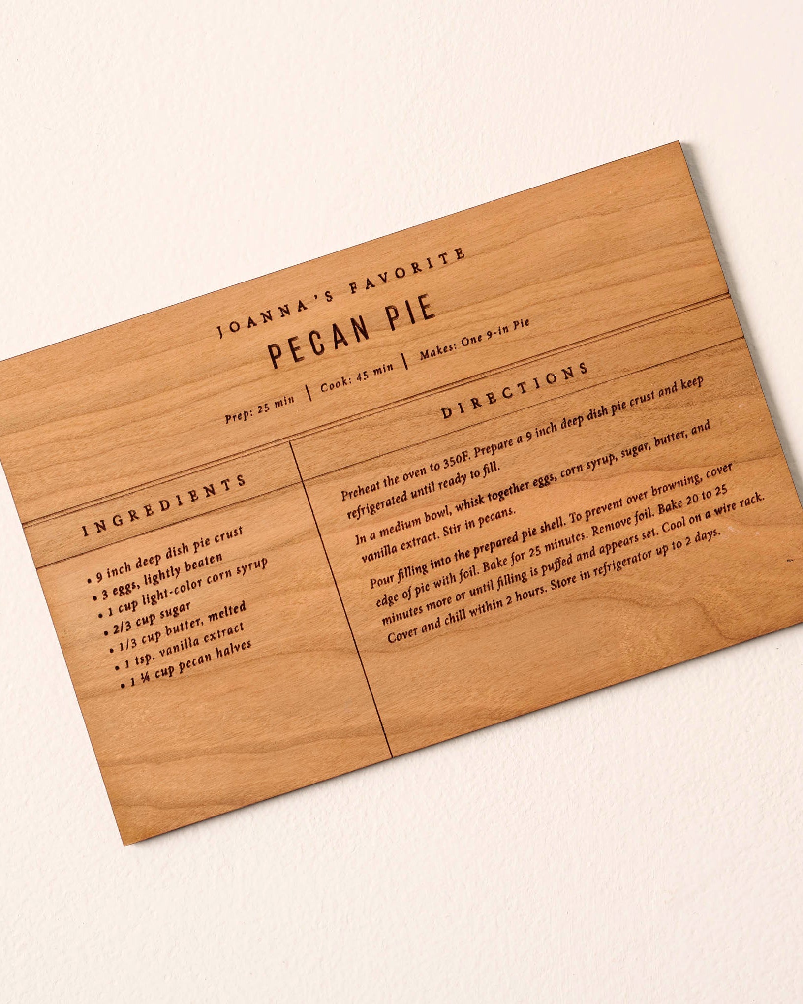 Wooden Recipe Card