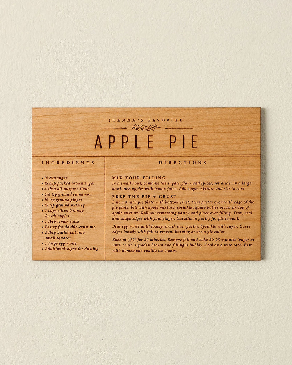 Wooden Recipe Card