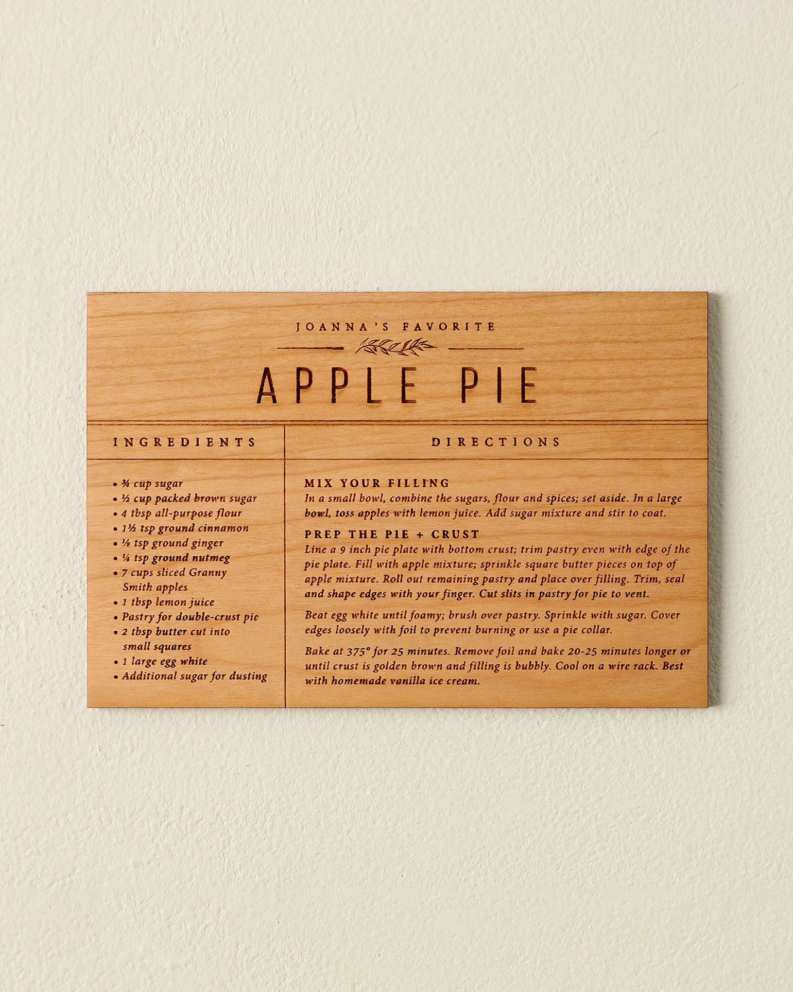 Wooden Recipe Card