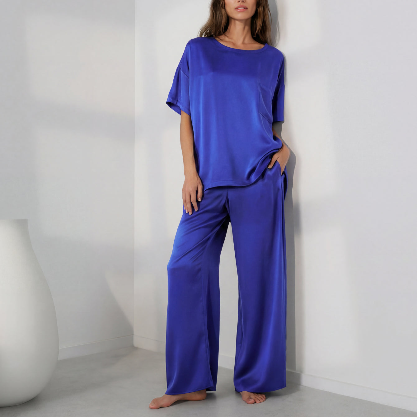 Washable Silk Tee Pant Set
