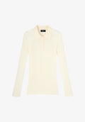 Pull col polo à petites côtes