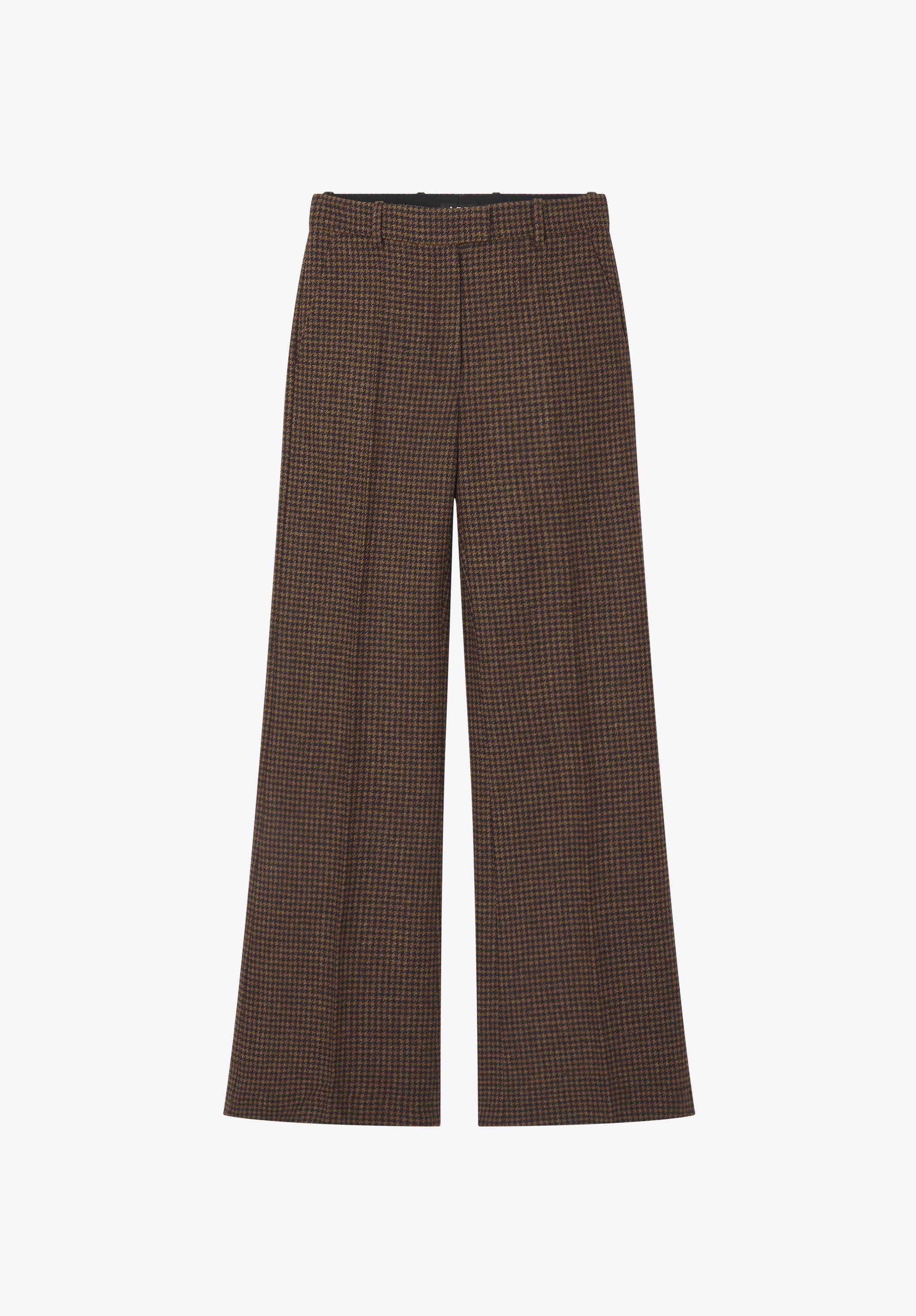 Pantalon pied de poule droit à plis