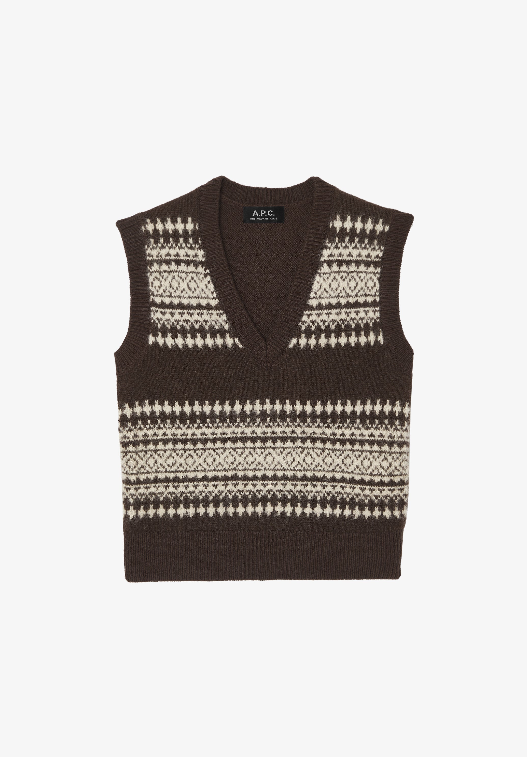Pull sans manche à jacquard