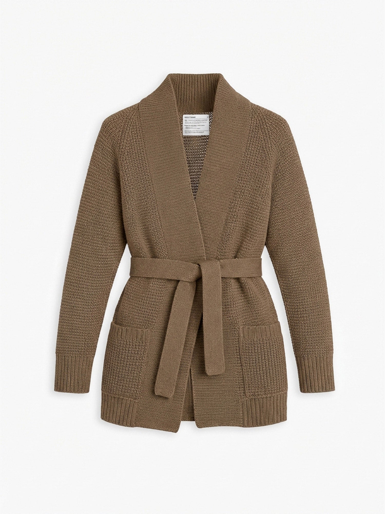 Women's Travel Merino Waffle Belted Cardigan - Camel