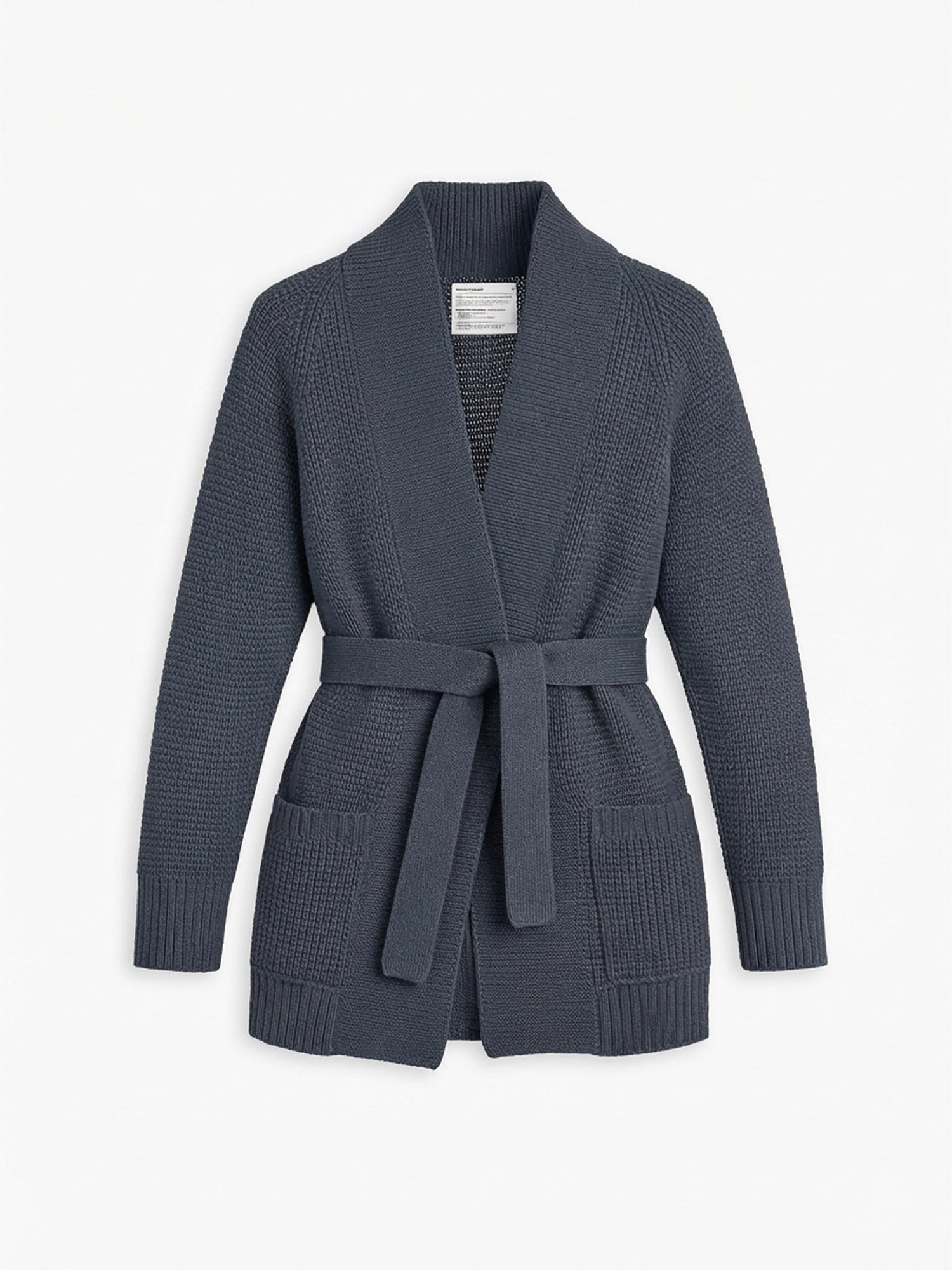 Women's Travel Merino Waffle Belted Cardigan - Denim Blue