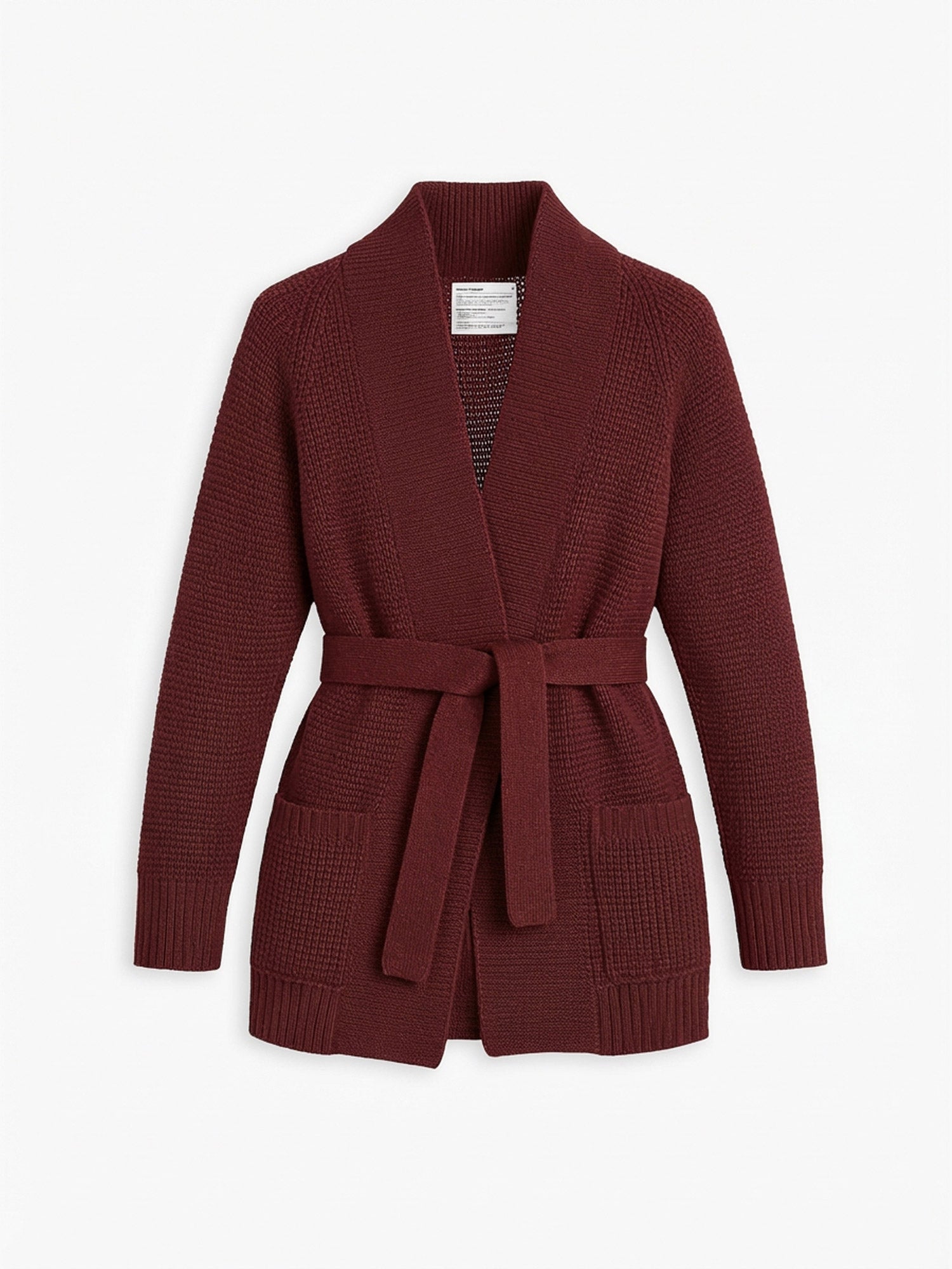 Women's Travel Merino Waffle Belted Cardigan - Merlot