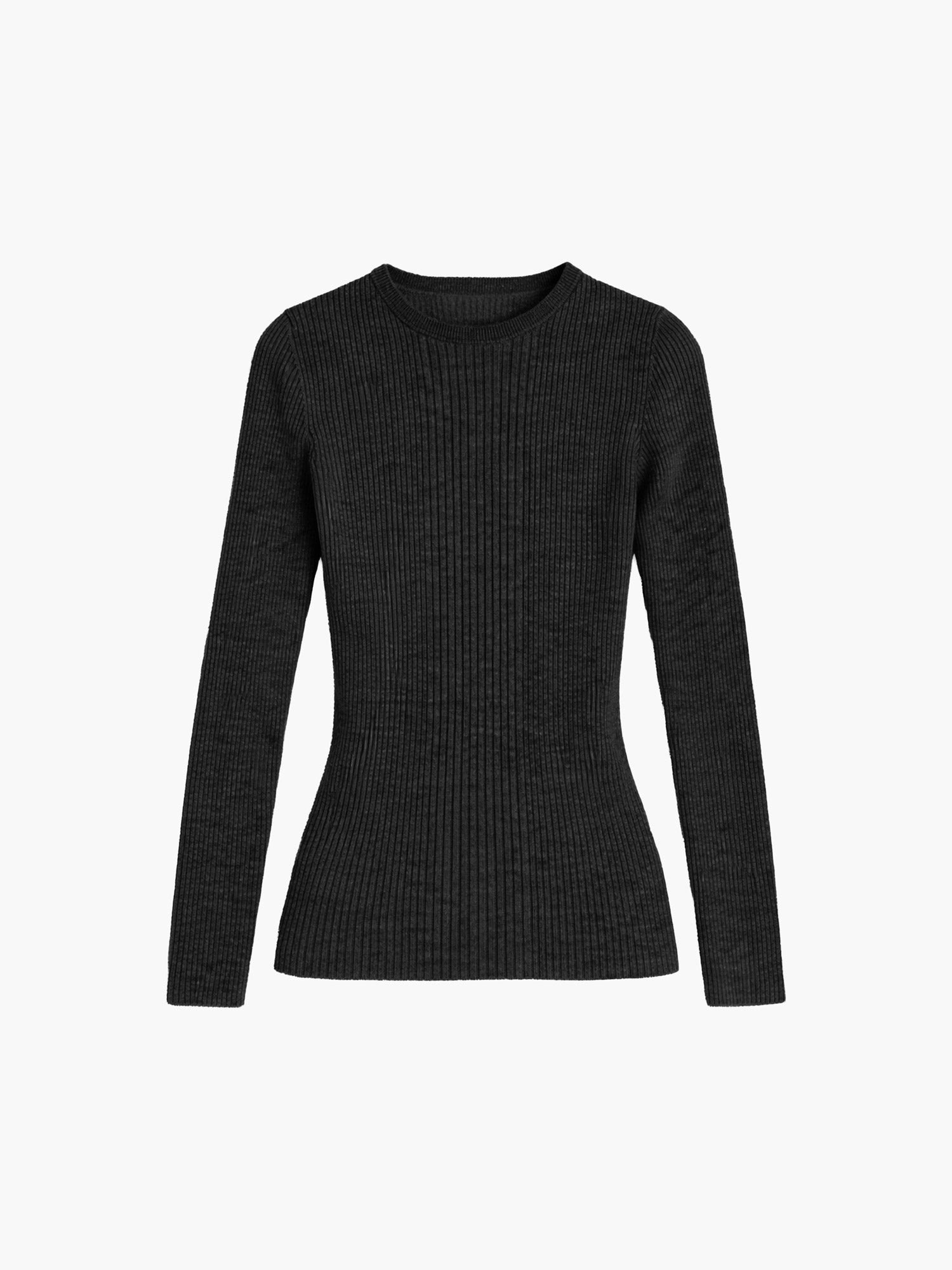 Women's Travel Merino Ribbed Crewneck - Black