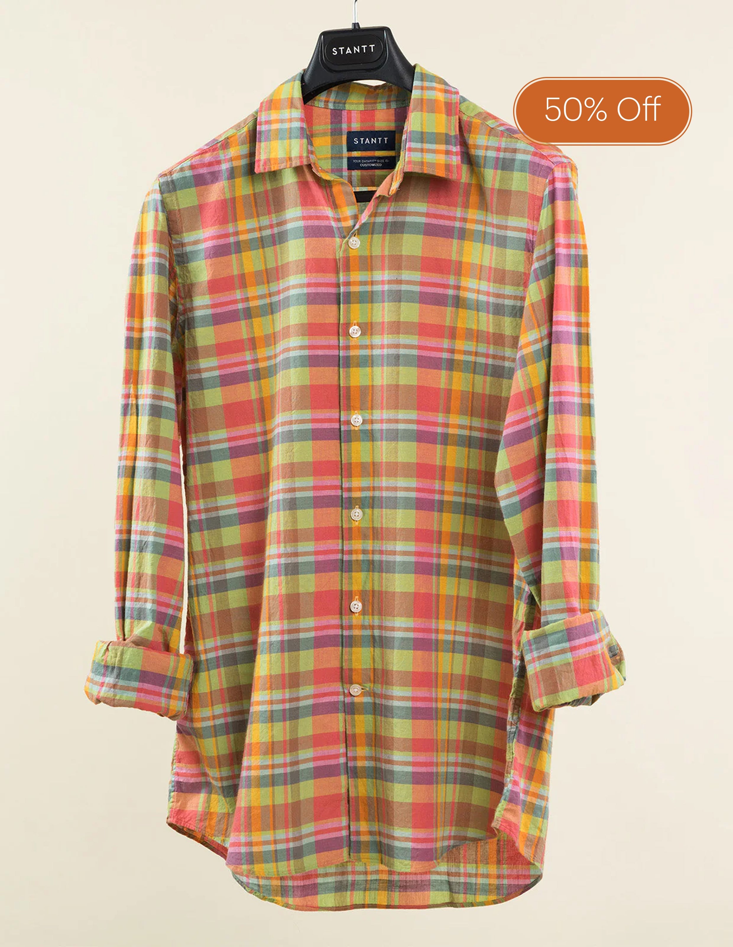 Warm Olive And Orange Madras