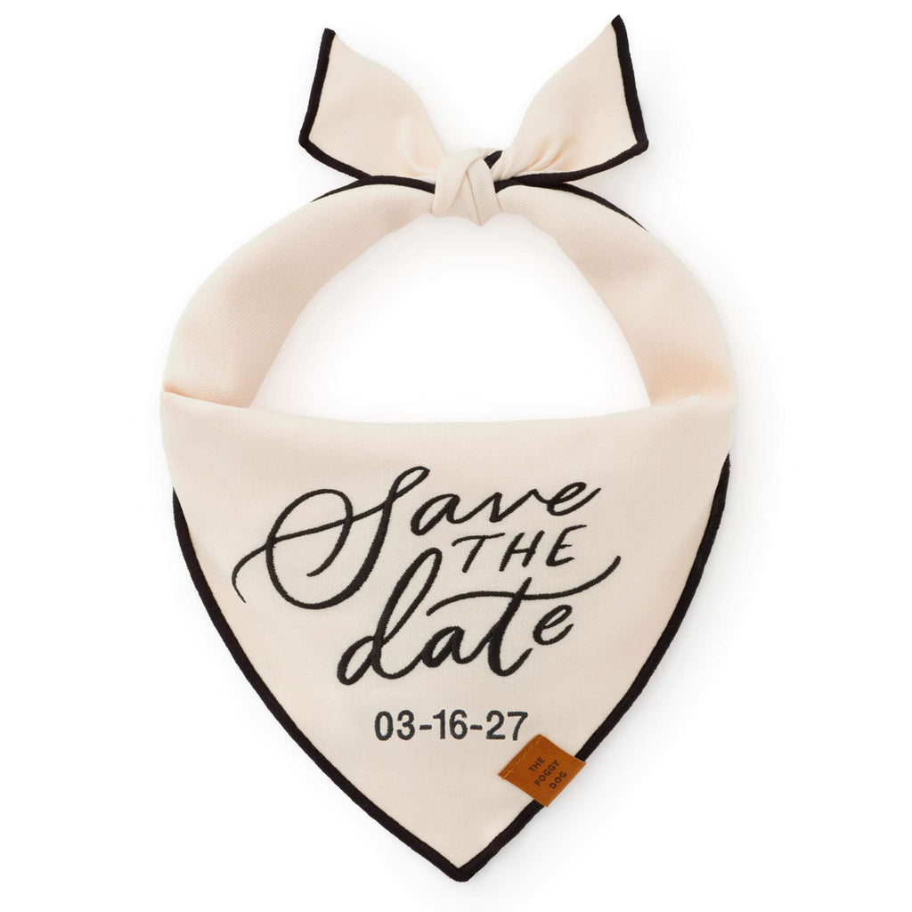 Save the Date Embroidered Dog Bandana