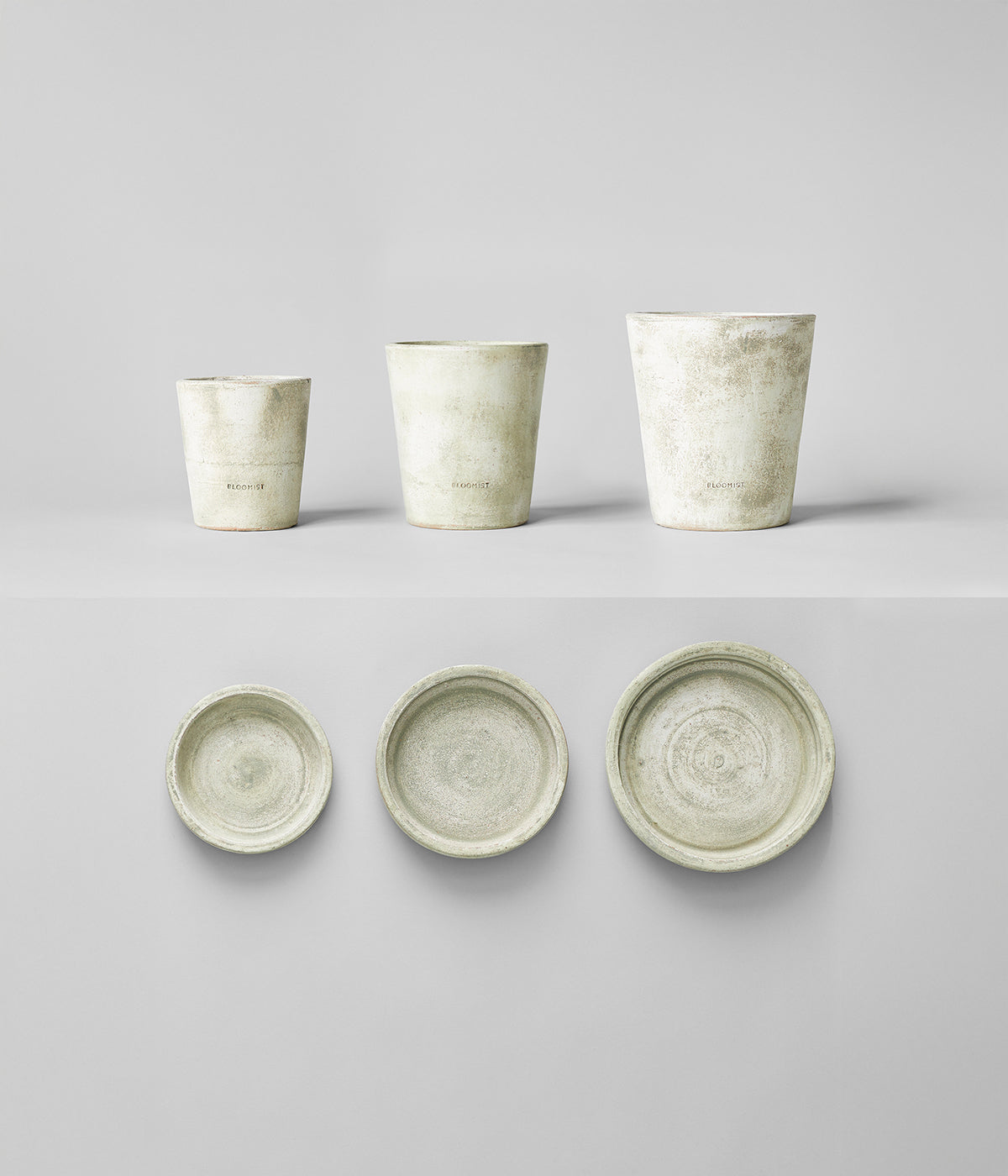 White Patina Planters and Trays Bundle