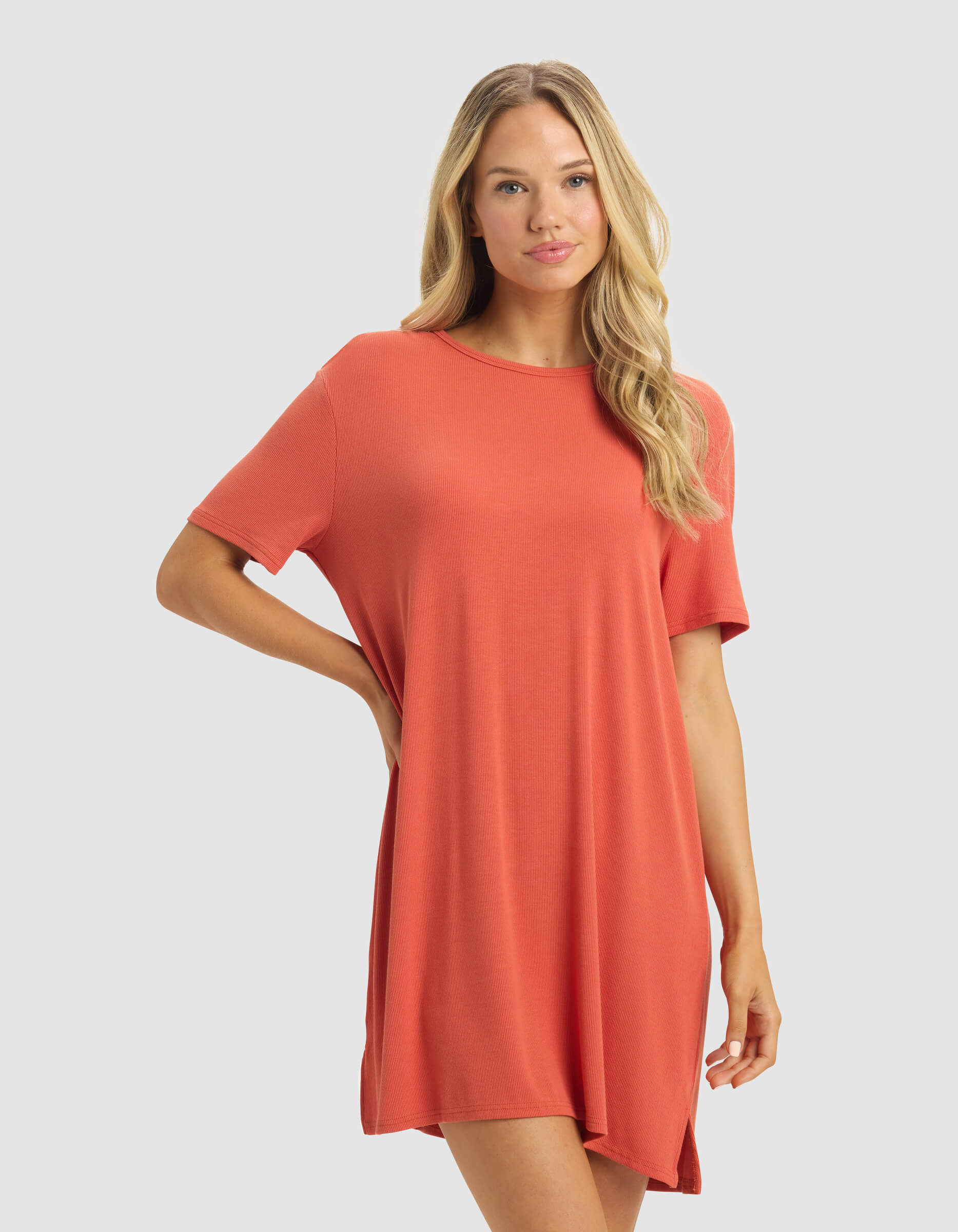 Women's Bamboo Rib-Knit Boyfriend Dress