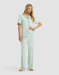 Women's Rib-Knit Classic Short Sleeve & Pant Pajama Set