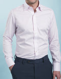 Wrinkle-Resistant Stretch Twill - Pink Grid Check