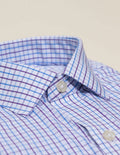 Wrinkle-Resistant Poplin - Plum and Light Blue Tattersall