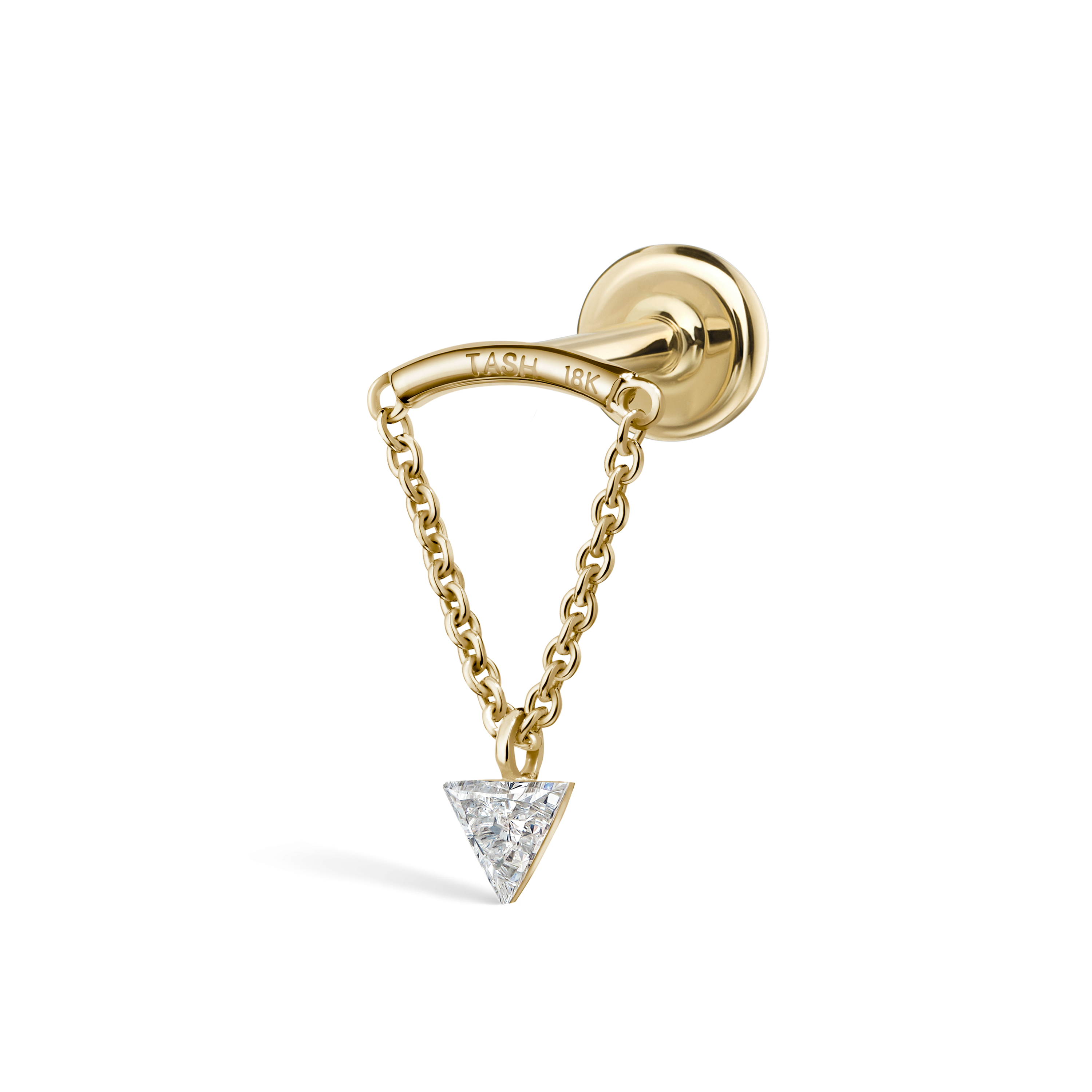 Invisible Set Triangle Diamond Drape Threaded Stud Earring