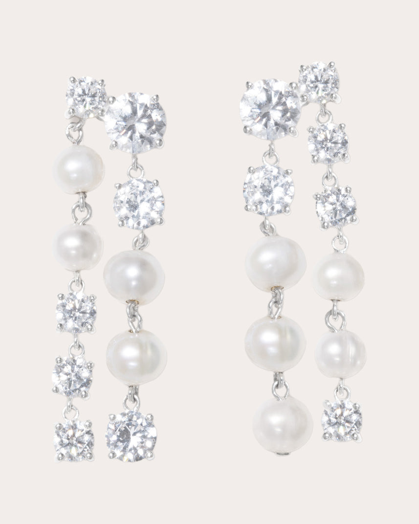 Pearl & Zirconia 'In Search of Lost Time' Drop Earrings