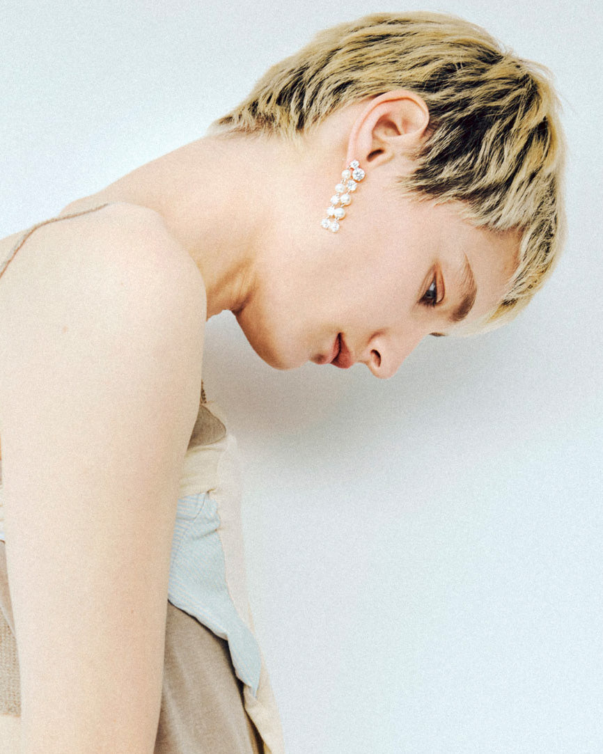 Pearl & Zirconia 'In Search of Lost Time' Drop Earrings