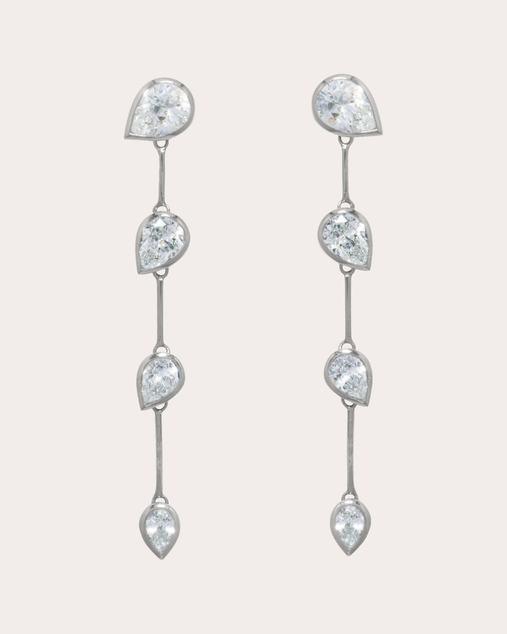 Rhodium-Plated Silver and Cubic Zirconia Earrings