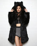 Classic Women's Faux Fur Coat | Black Wolf