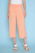 Wide-Leg Side-Slit Capri Pants