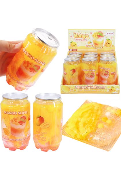Sparkling Mango Fruit Soda Can Glitter Slime