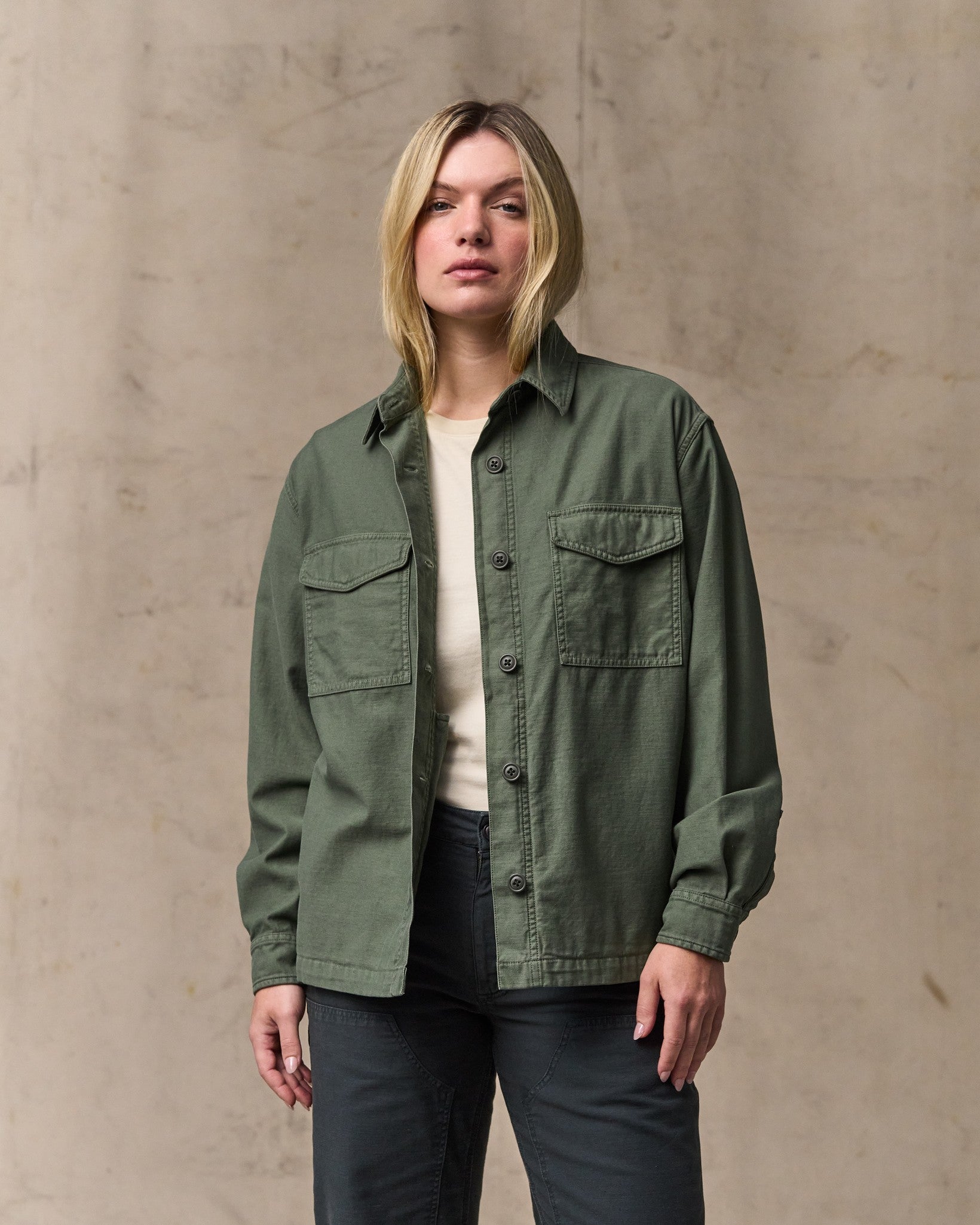 Women's Reverse Sateen Jac-Shirt - Service Green