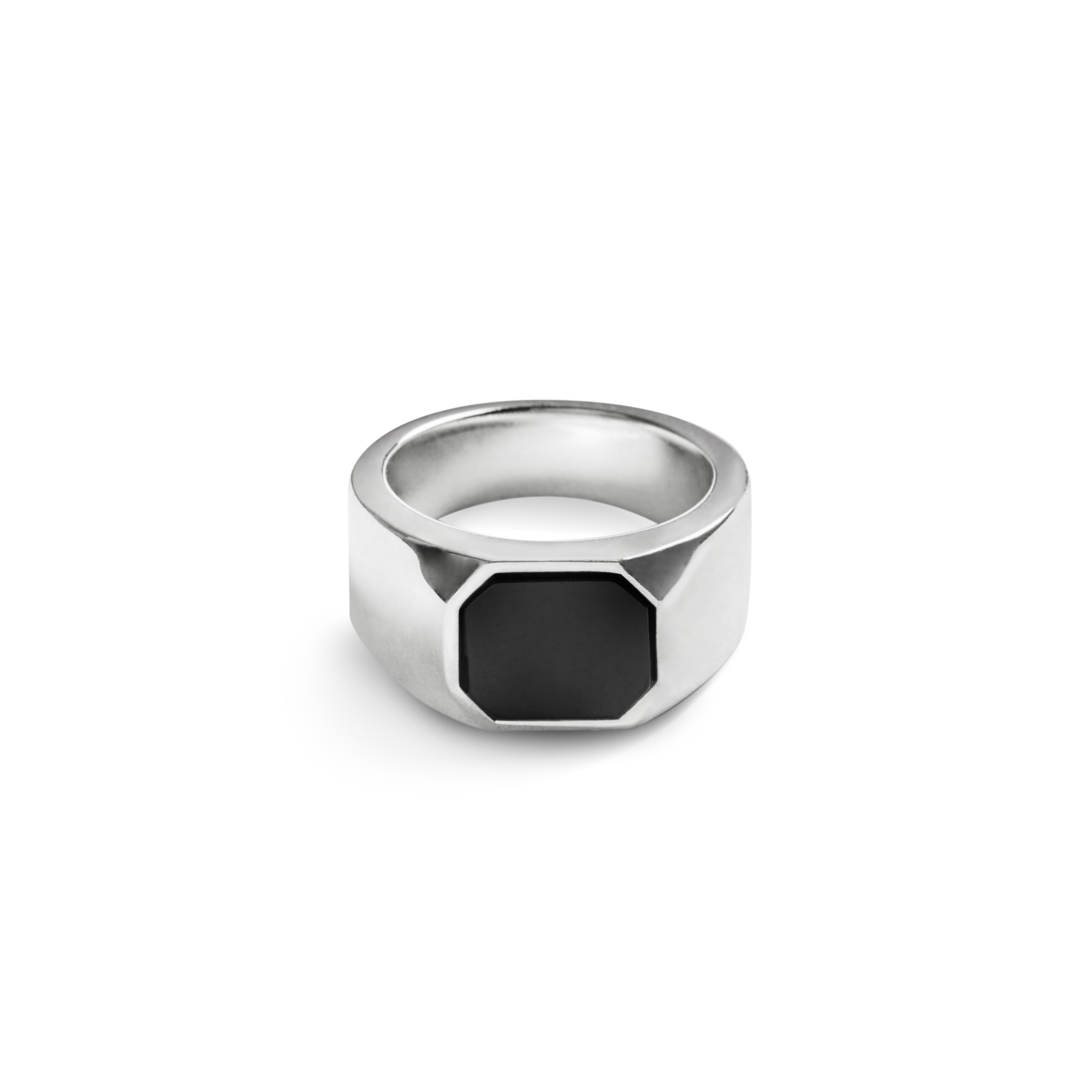 Octagonal Onyx Signet Ring - Sterling Silver