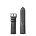 22mm Black Perforated Leather Watch Strap - Black
