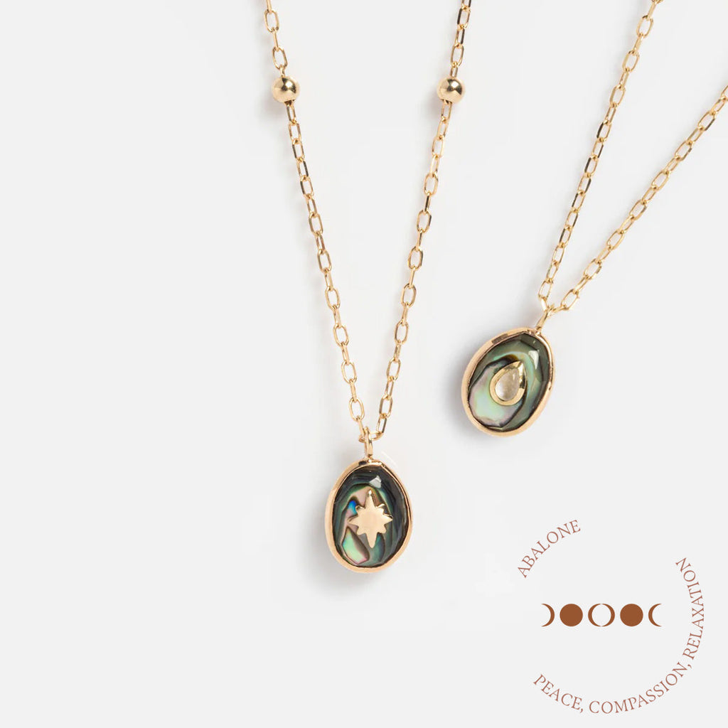 Solid Gold Crystal Amulet Necklace for Manifestation