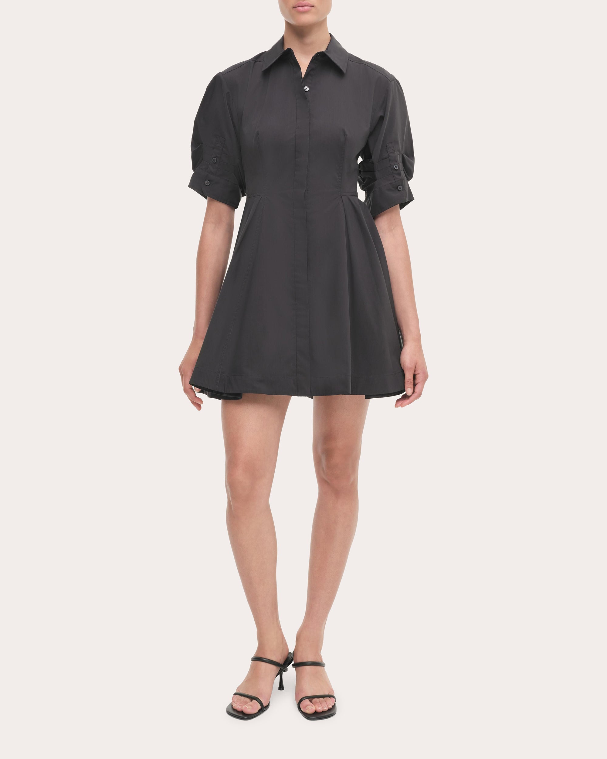 Jazzie Pleated Poplin Mini Shirt Dress