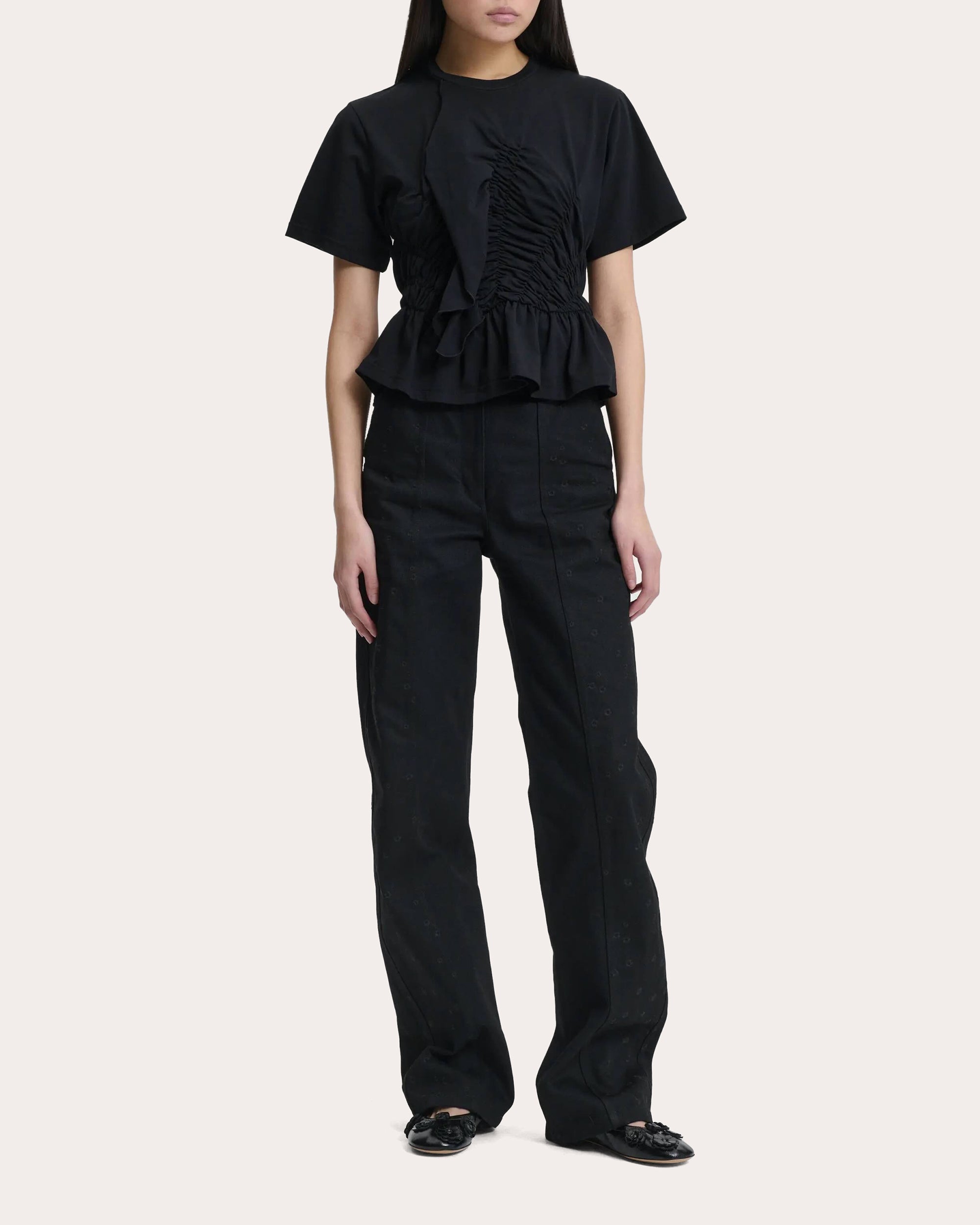 Ace Shirred Ruffle Jersey T-Shirt